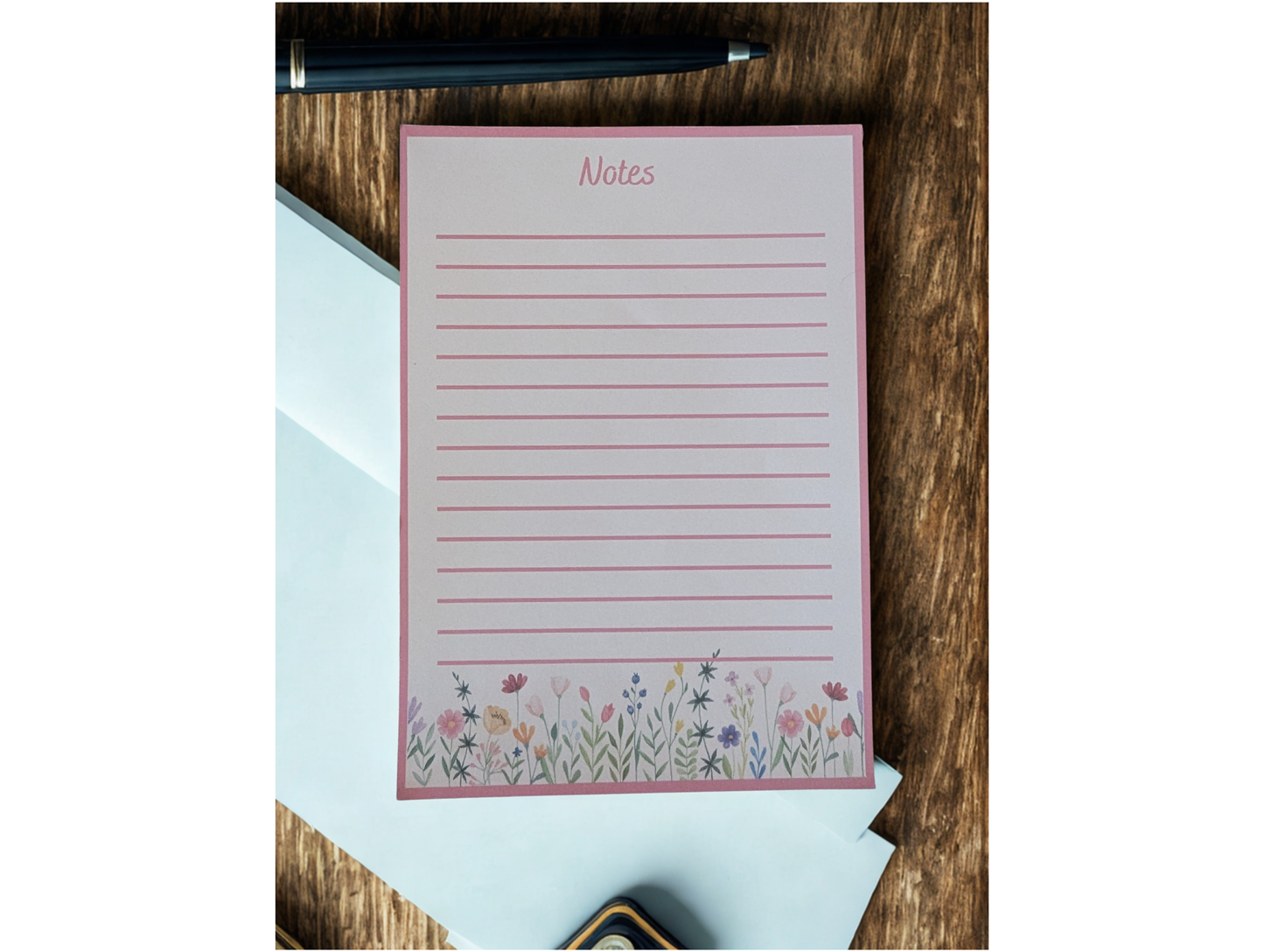Pink & White Floral Garden- 5x7- Notepad