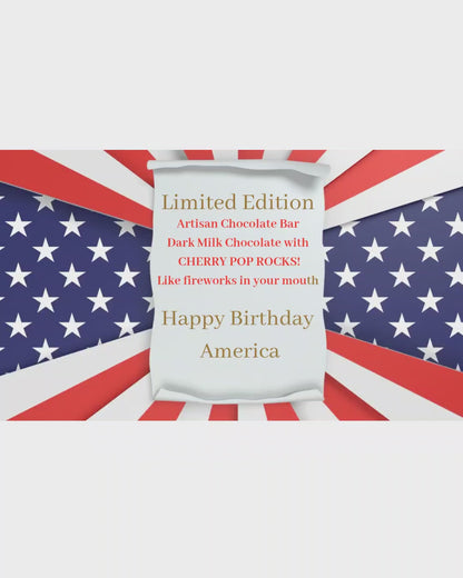 Happy Birthday America Artisan Chocolate Bar/ Cherry Pop Rocks