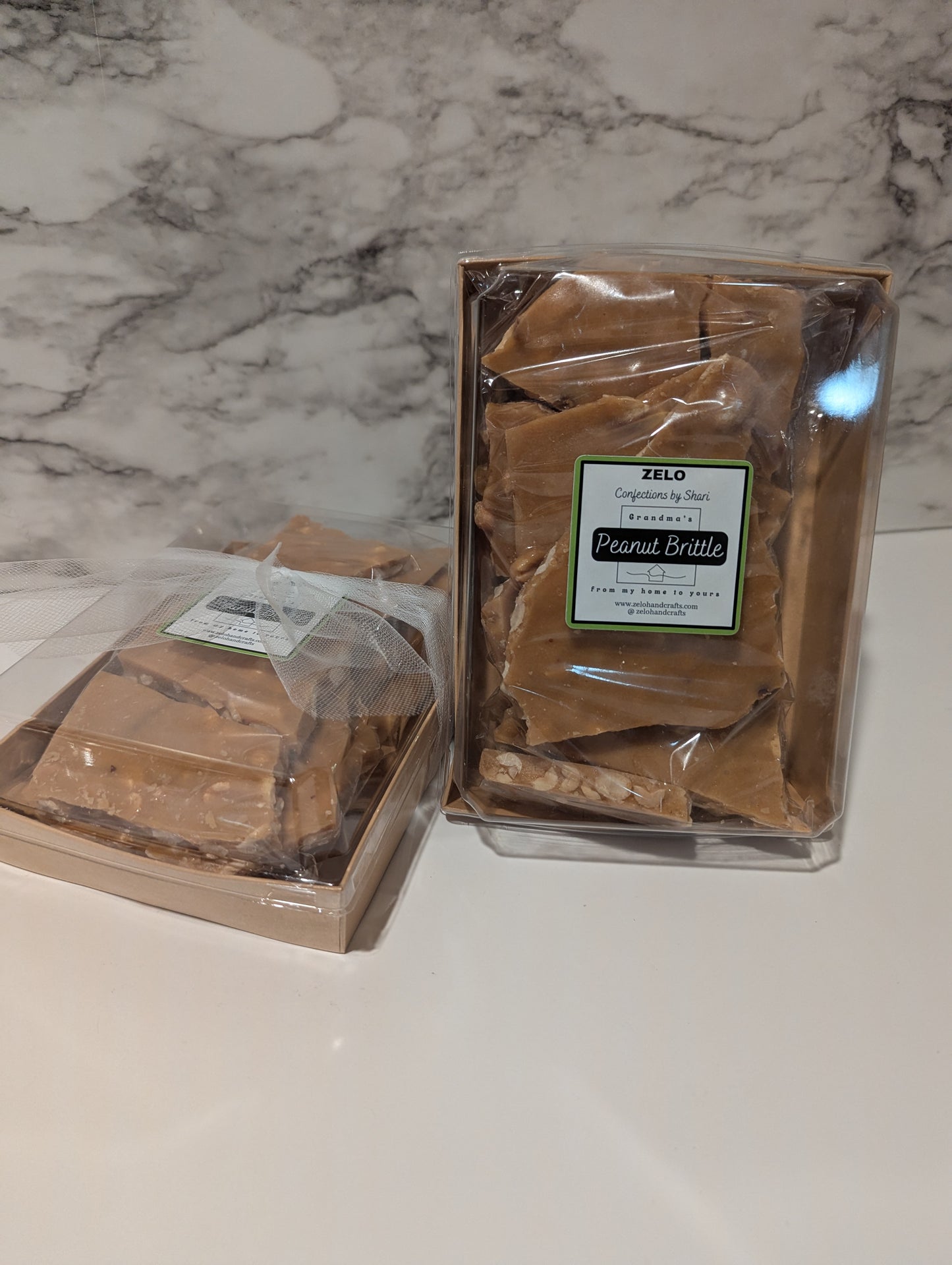 1 lb Homemade Peanut Brittle Clear Gift Box