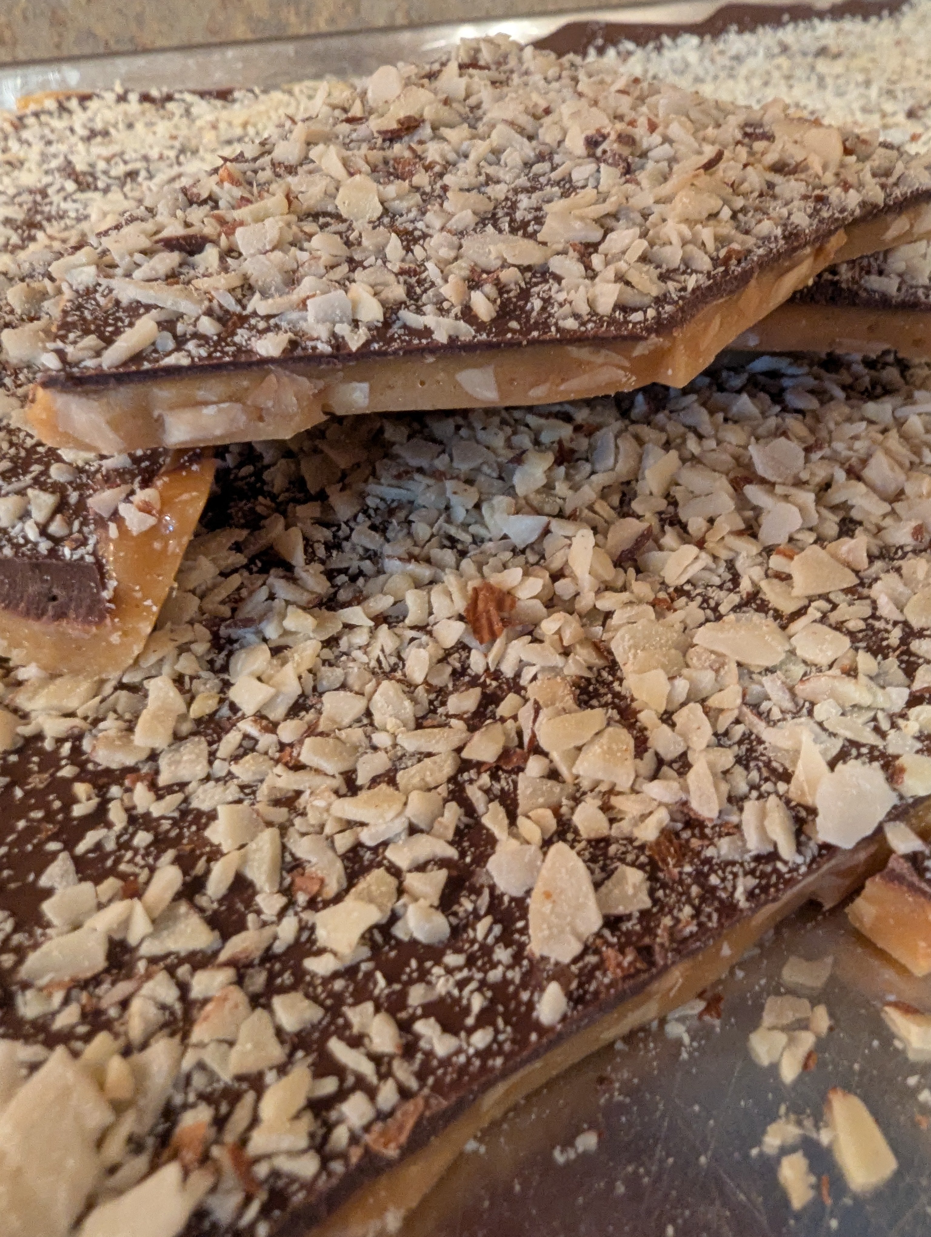 Chocolate Covered Almond Toffee Homemade in Small Batch